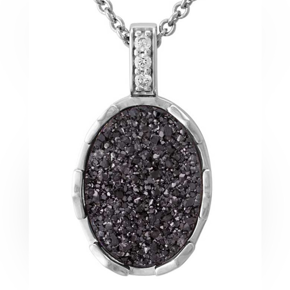 Harley-Davidson® Women's Oval Granite Drusy Necklace, Sterling Silver